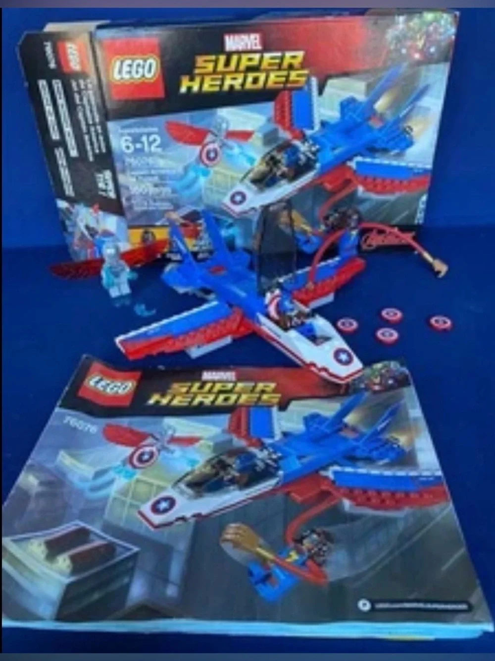 LEGO Marvel Super Heroes Captain America Jet Pursuit 76076-Complete w/Box&Manual